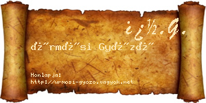 Ürmösi Győző névjegykártya